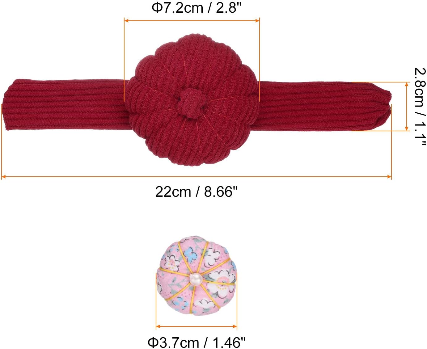 HARFINGTON Wrist Pin Cushions, Sewing Needle Pin Cushion Adjustable Strap with Elastic Strap Finger Ring Pincushions Fit All Wrist Sizes for Sewing Quilting Needlework DIY Crafts, Red/Pink