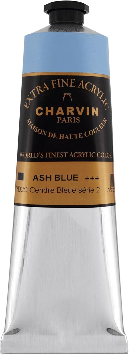 Charvin Extra Fine Professional Acrylic Paint - Ash Blue, 150ml Tube, Triple-Milled, Lightfast Pigments, Open Stock Artist Acrylic Paints in Nature-Inspired Hues