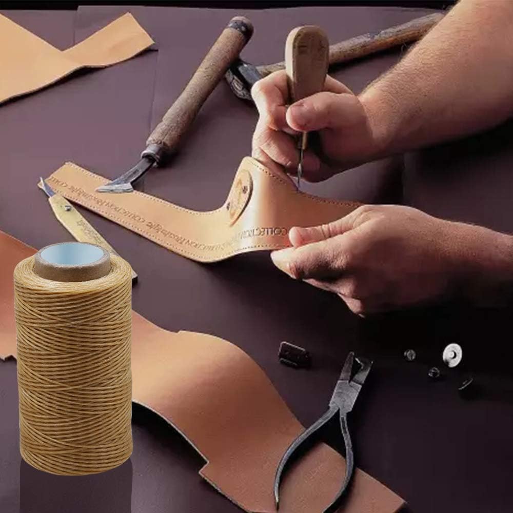 284 Yards Waxed Thread, 210D Heavy Duty Wax Thread for Leather Sewing, Upholstery Thread, 0.8mm Flat Waxed Thread for Bookbinding/Shoe Repairing/Leather Projects