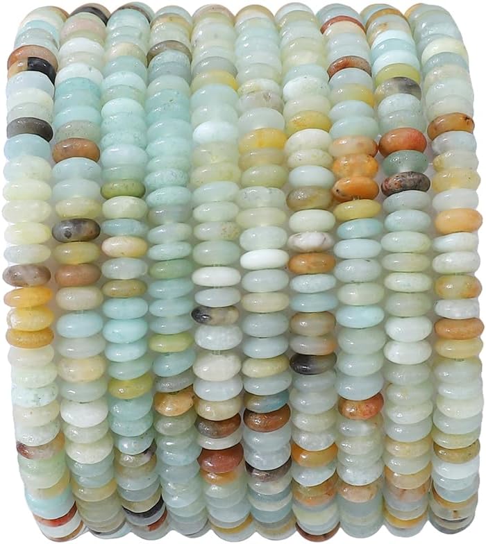 Natural Amazonite Disk Stone Beads 4x2mm 160pcs Rondelle Loose Semi Gemstone Beads for Jewelry Making Design