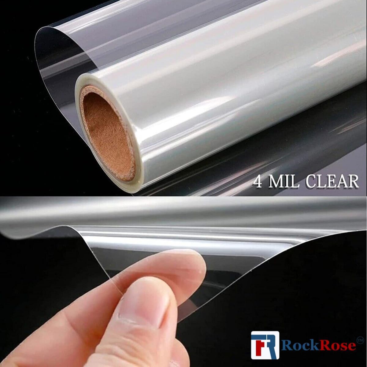 RockRose Security and Safety Clear Window Film - Anti-Shatter Tempered Glass Film for Home & Office Windows - Premium 4 Mil 99% UV Resistant Window Film for Enhanced Safety - (30 in X 10 Ft)