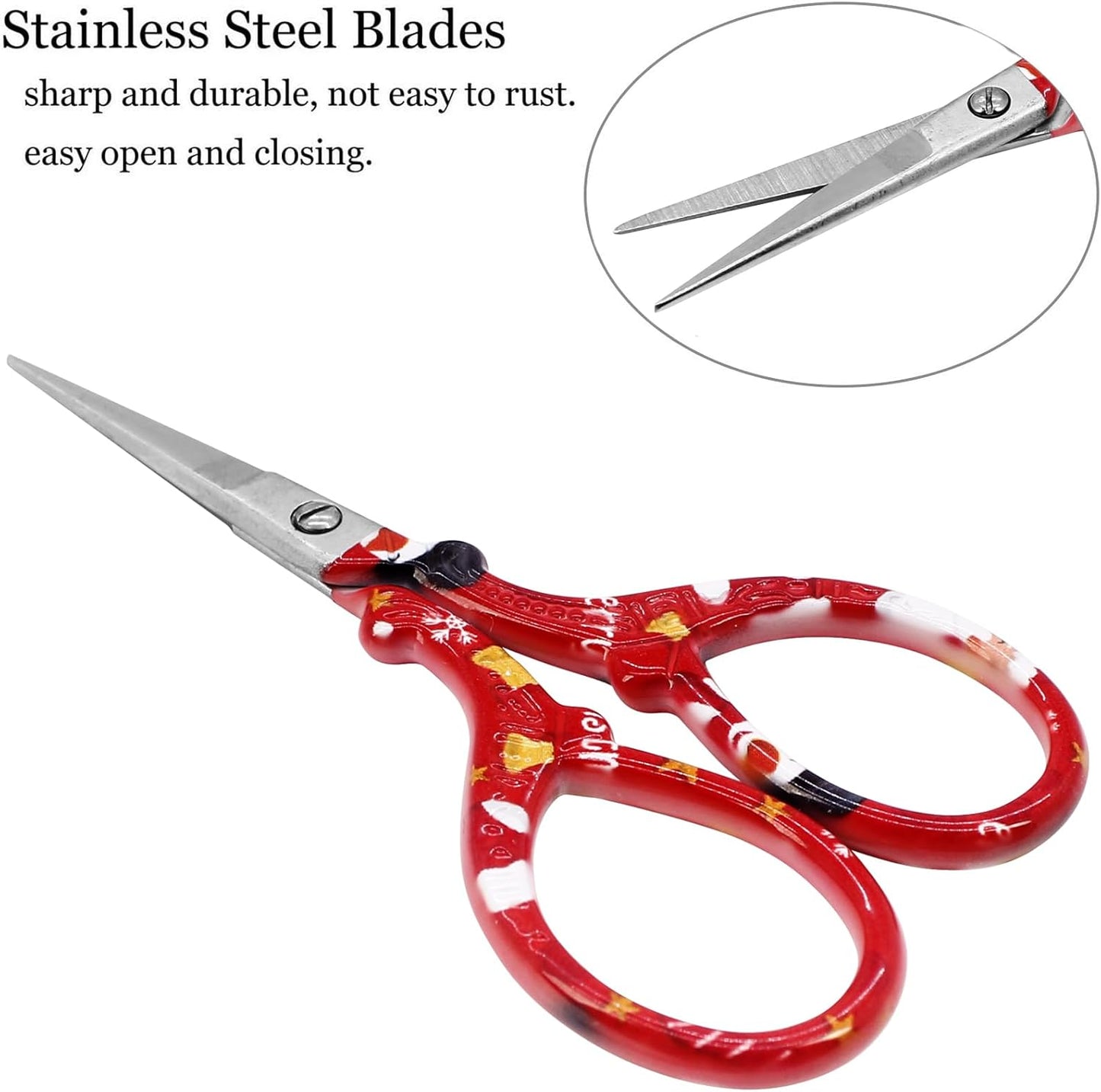 BIHRTC 4Pairs 3.6inch Embroidery Scissors with Leather Cover Stainless Steel Sharp Stork Threading Shears Needlepoint Scissors for Sewing Crafting Art Work Needlework Knitting