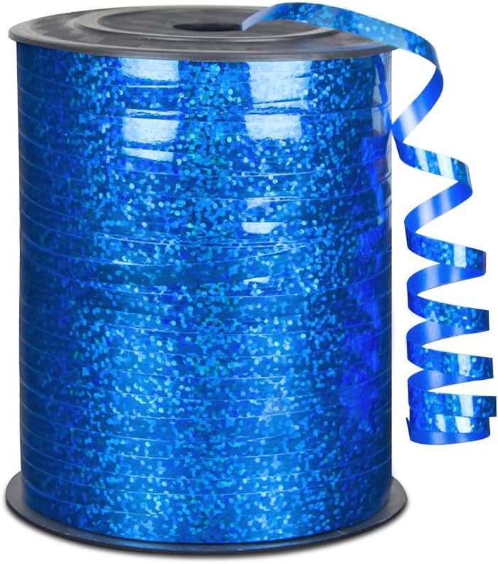 KMER LIFE Premium Blue Shiny Curling Shiny Ribbon, 1/5" Wide x 500 Yards Christmas Curling Ribbons for Gift Wrapping, Party Decoration, Balloon String, Ribbons for Florist Flower (1 Roll)
