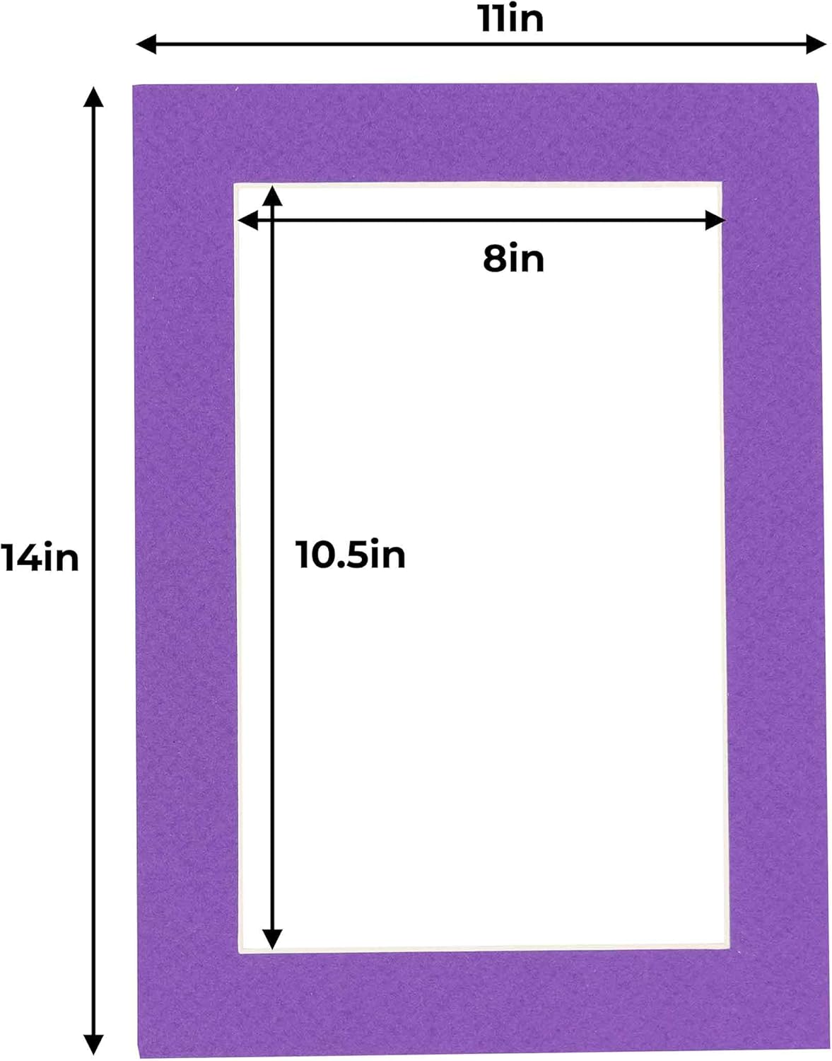 11x14 Mat for 8.5x11 Photo - Precut Purple Picture Matboard for Frames 11 x 14 Inches - Bevel Cut Matte to Display Art 8.5 x 11 Inches - Acid Free Pack of 100 MATS with Backing Boards & Clear Bags