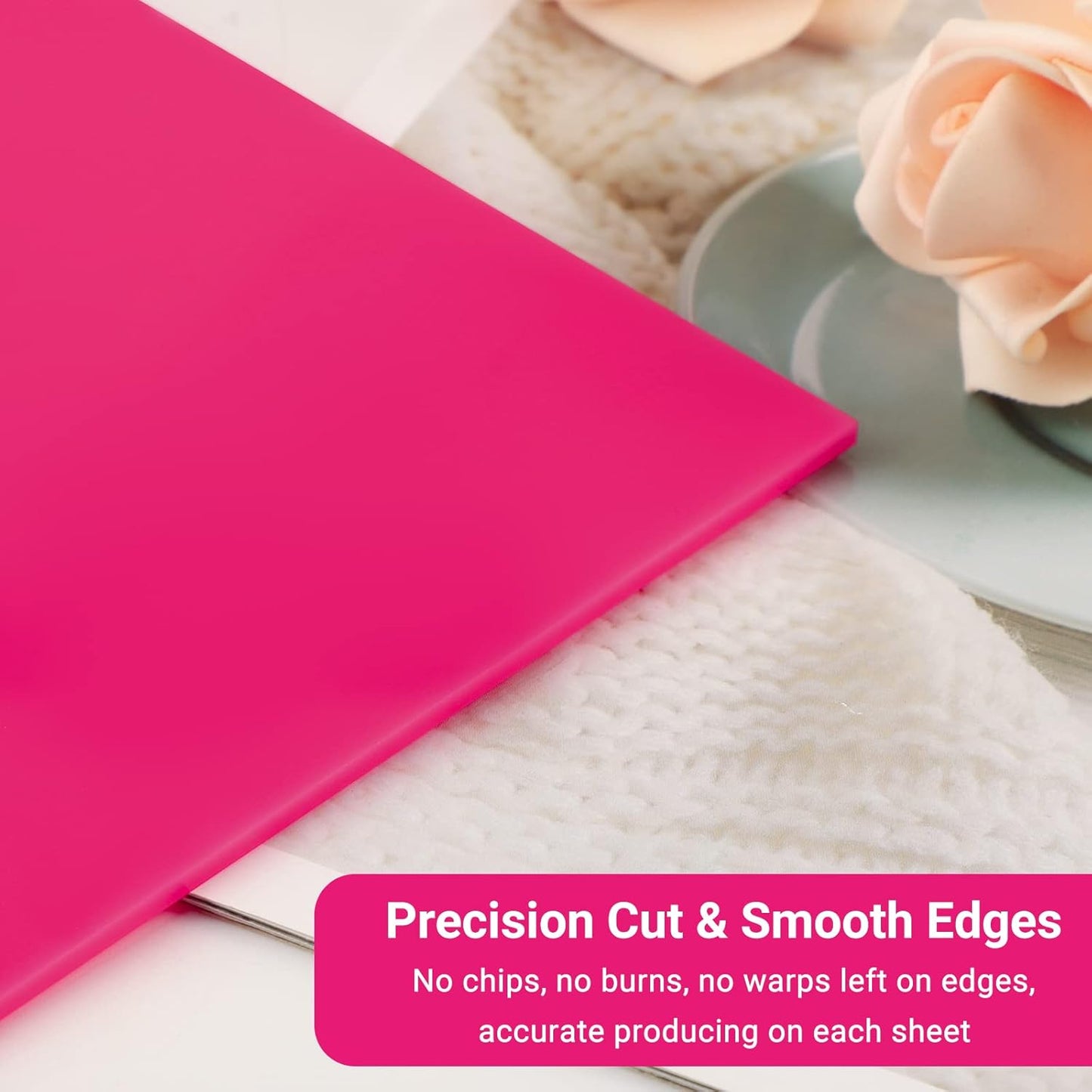 Enoin 2 Pack 12x12 Inches Pink Non Transparent Acrylic/Plexiglass Sheet 0.118'' 1/8 Thick, Plastic Sheet Colored Board Panel for Glass, DIY, Painting, Art Craft