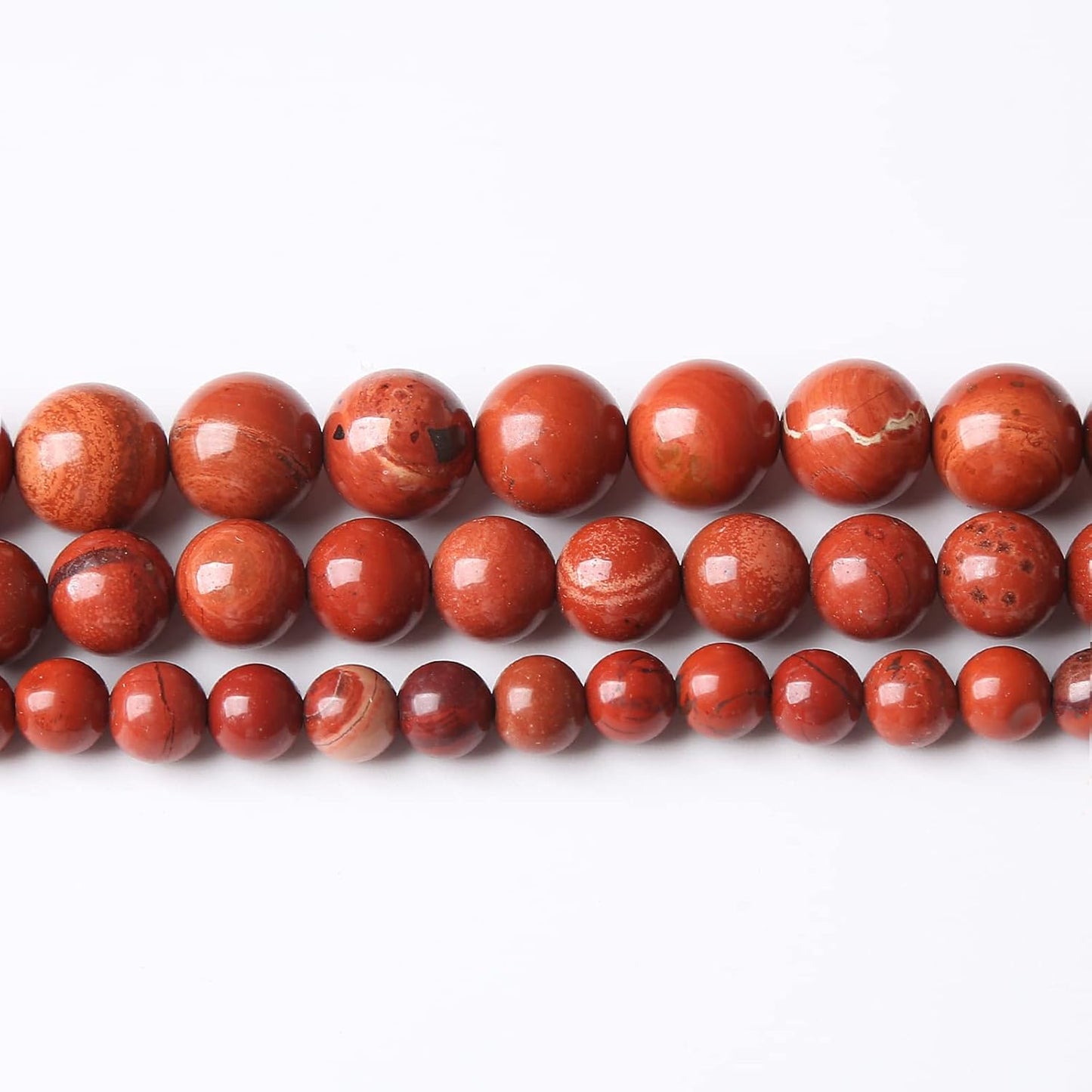 48PCS 8MM Red Jasper Stone Beads Round Loose Beads for Jewelry Making DIY Energy Stone Healing Power Bracelet 15in