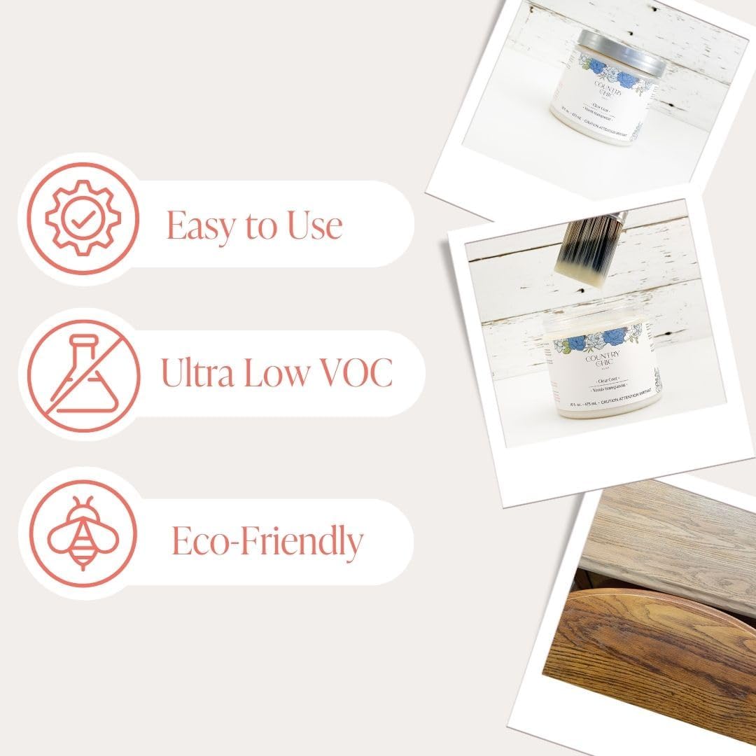 Clear Coat - Eco-Friendly Clear Satin Sheen Top Coat for Chalk Style Furniture Paint, Very Durable, Non Yellowing, Waterproof Sealant for High Traffic Furniture - Indoor/Outdoor - (4 oz)