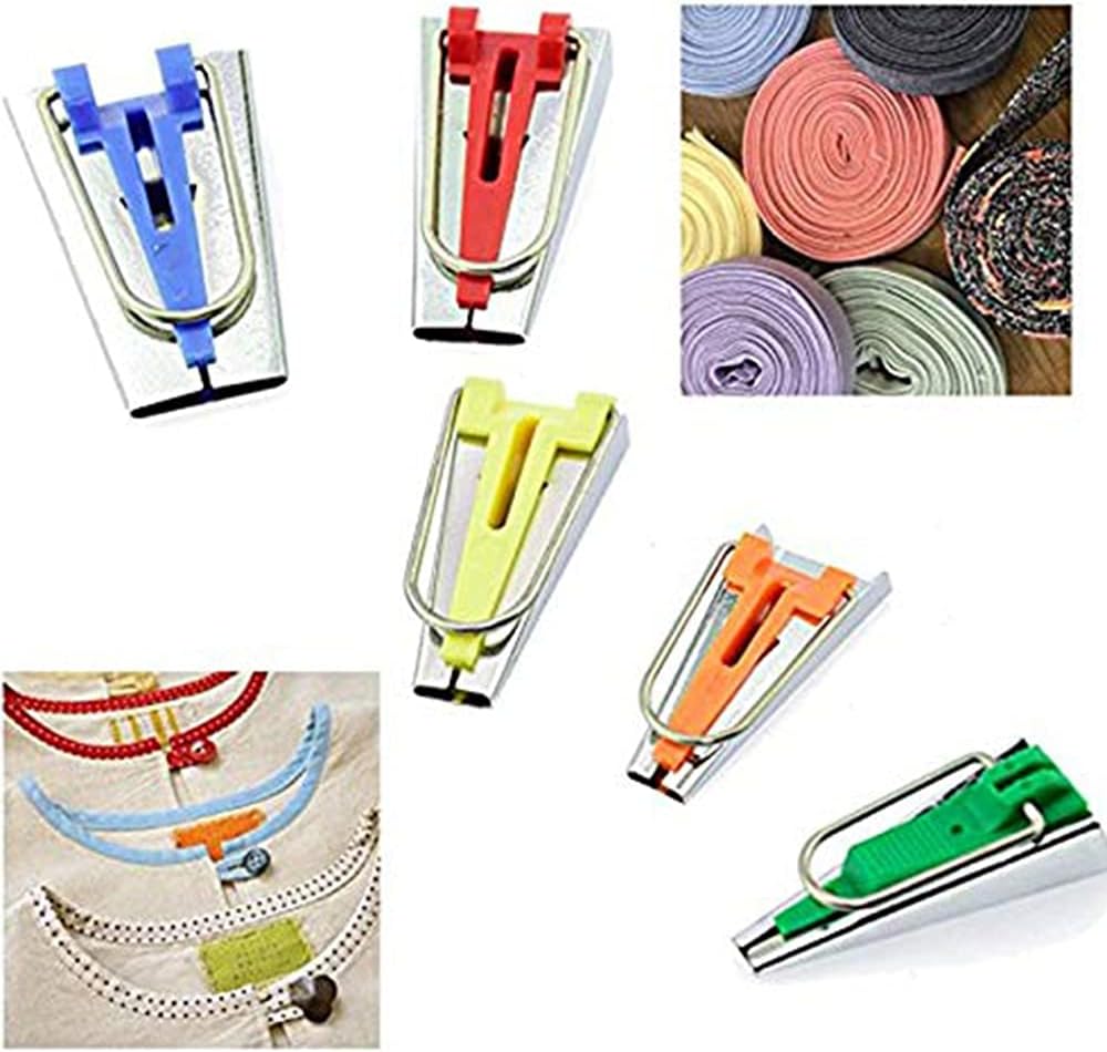 Bias Tape Maker,LNKA 5 Sizes 1/4" 3/8" 1/2" 3/4" 1" DIY Bias Tapes Tools Kit for Fabric Sewing and Quilting