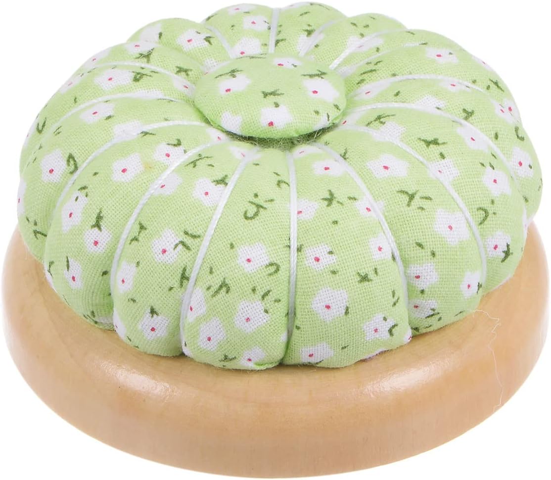 HARFINGTON 2pcs Pin Cushions Sewing Needle Cushion Needle Holder Pincushions with Magnetic Wooden Base for Sewing Quilting Needlework DIY Crafts, Green White Red