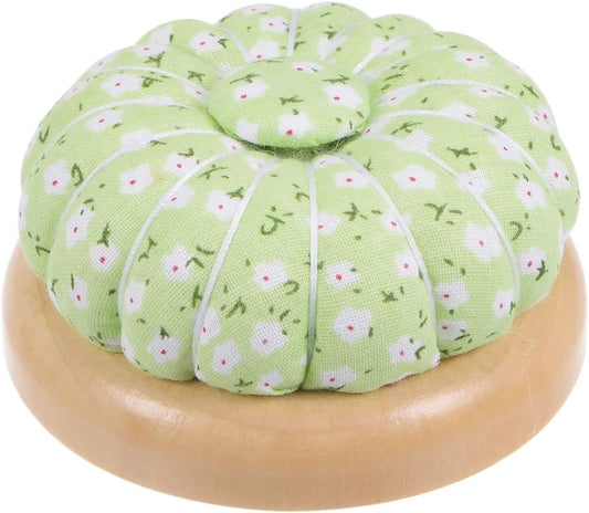 HARFINGTON 2pcs Pin Cushions Sewing Needle Cushion Needle Holder Pincushions with Magnetic Wooden Base for Sewing Quilting Needlework DIY Crafts, Green White Red