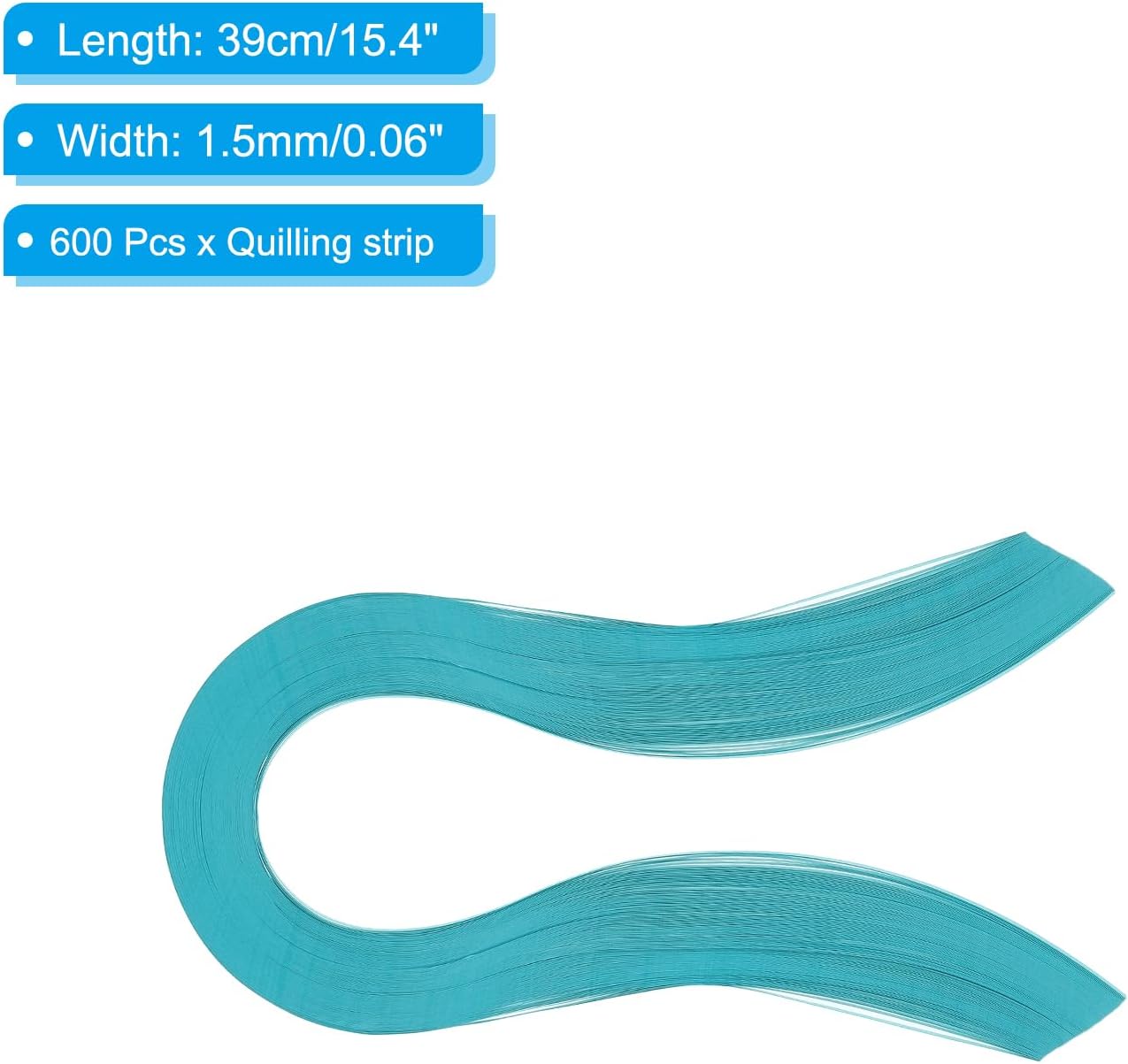 PATIKIL Quilling Strips Paper 600pcs 1.5mm 39cm Origami Paper Quilling Kits for Art DIY Hand Craft Christmas, Turquoise Blue