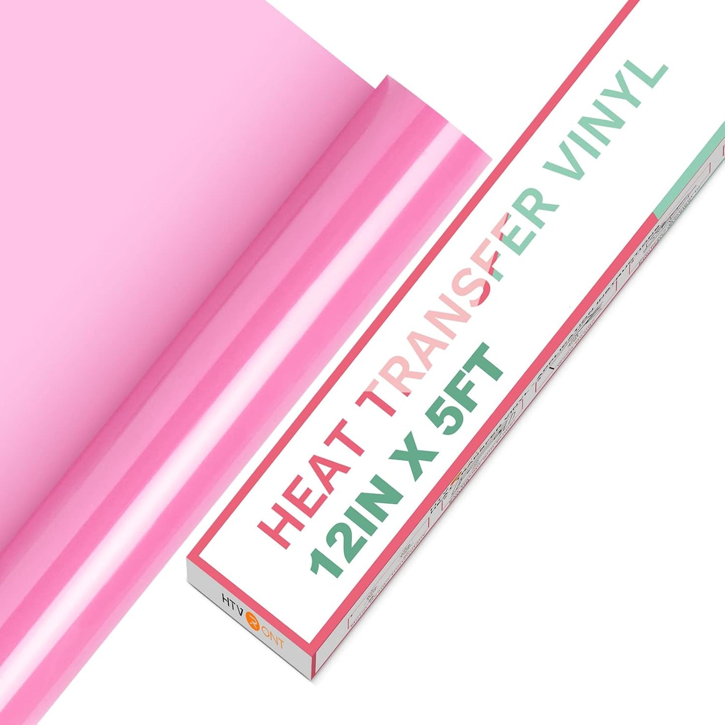 HTVRONT HTV Vinyl Rolls Heat Transfer Vinyl - 12" x 5ft Pink HTV Vinyl for Shirts, Iron on Vinyl for All Cutter Machine - Easy to Cut & Weed for Heat Vinyl Design (Pink)