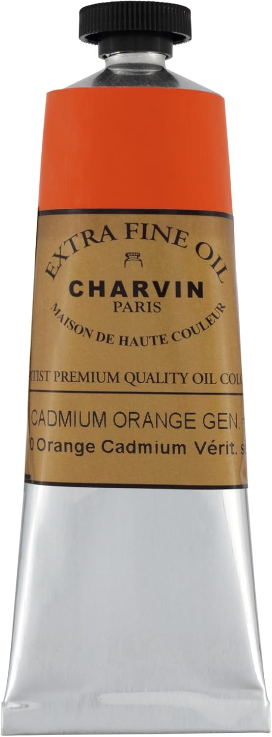 Charvin Extra Fine Oil Paint, Cadmium Scarlet 60 mL - Triple-Milled, Rich Texture, Poppy Oil-Based, Light-Fast, Handmade, Archival Quality