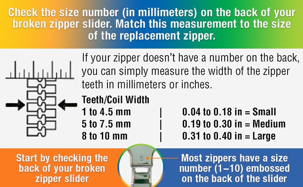 FixnZip (Nickel 3 Pack) - Universal Zipper Repair Kit for Jackets, Luggage, Bags - Backpack Zipper Replacement Repair Kit - Instant Zipper Fix (S,M,L)