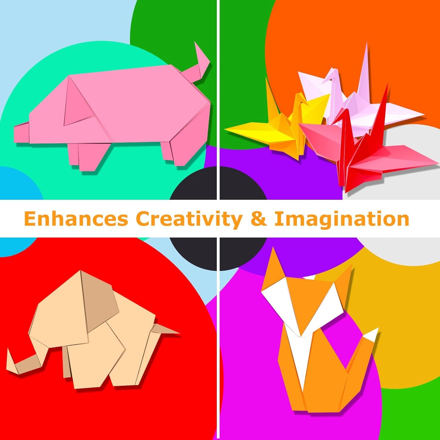 200 Sheets Origami Paper, 20 Colors Origami Craft Kit 6x6, Double Sided Color Origami Papers with 100pcs self-Adhesive Wiggle Eyes, Origami Paper for Kids Arts Crafts