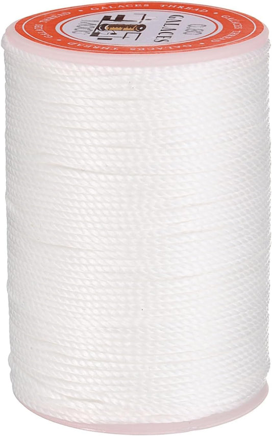 uxcell Round Leather Sewing Waxed Thread, 55m / 60 Yards Wax Polyester String, 0.8mm Waxed Stitching Cord for Leather Crafts, Bookbinding, Bracelets Braided, White