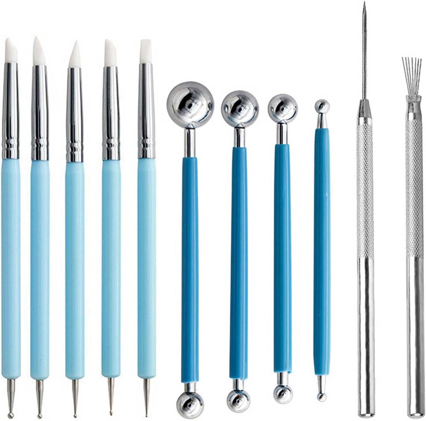 11件粘土雕刻工具,风干粘土工具,细节针，陶器工具套件,聚合物粘土点工具,儿童和成人的陶瓷用品,造型,塑形,各种各样成人陶器和雕塑工具,聚合物和风干粘土,工艺用品