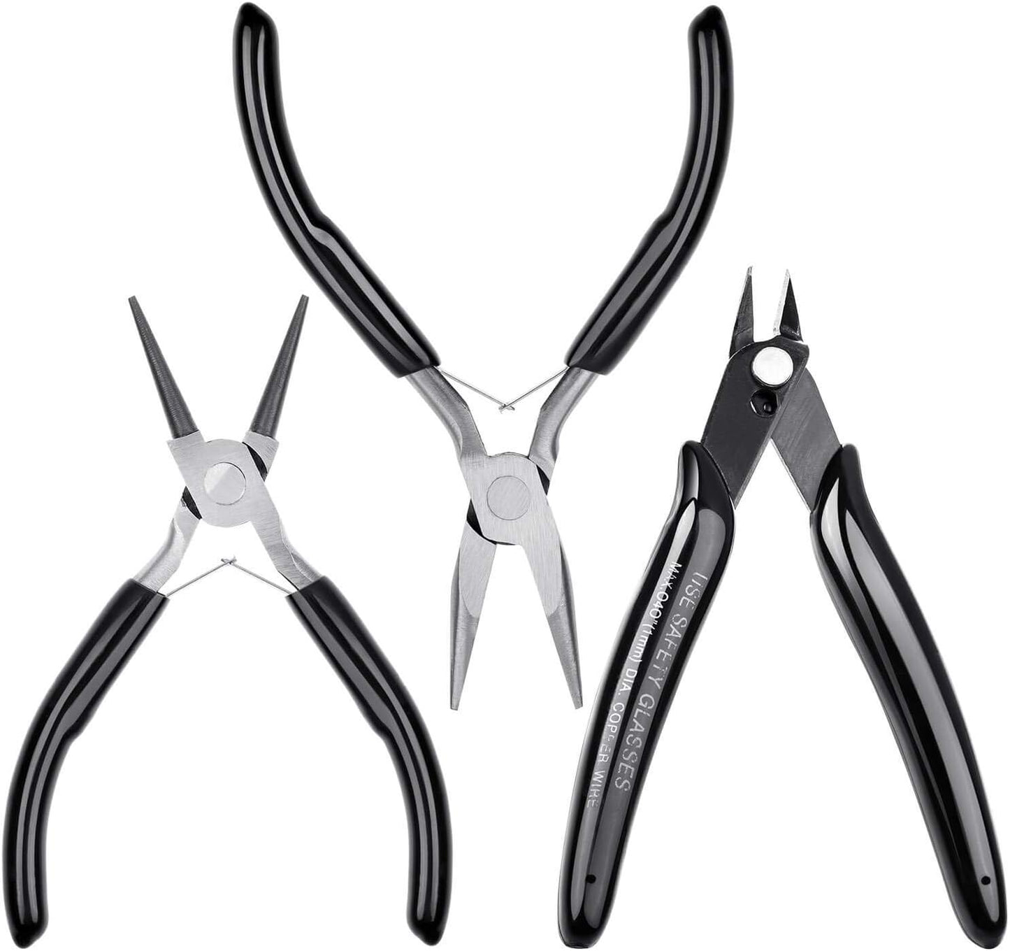 Jewelry Pliers, Cridoz Beading Pliers Set with Needle Nose Pliers, Round Nose Plier and Wire Cutter for Jewelry Making Beading Repair Supplies and Crafting (set of 3)
