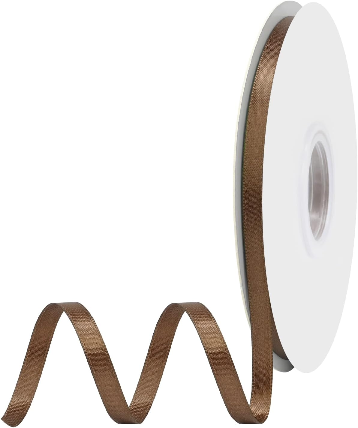 Brown Satin Ribbon 1/4" X 50 Yards Solid Color Double Faced Ribbons Perfect for Crafts Wedding Decor Bow Making Arts Sewing and More