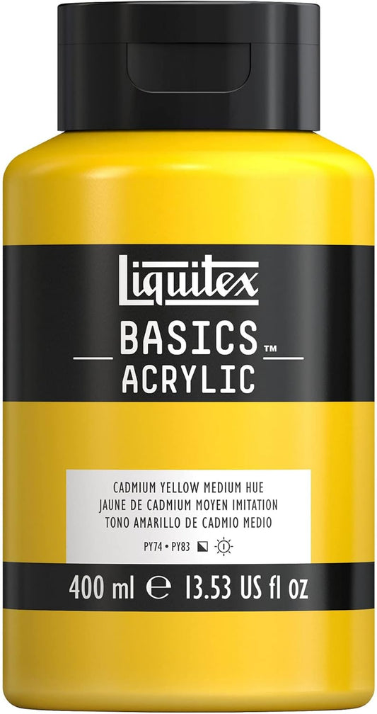 Liquitex BASICS Acrylic Paint, 400ml (13.5-oz) Bottle, Cadmium Yellow Medium Hue
