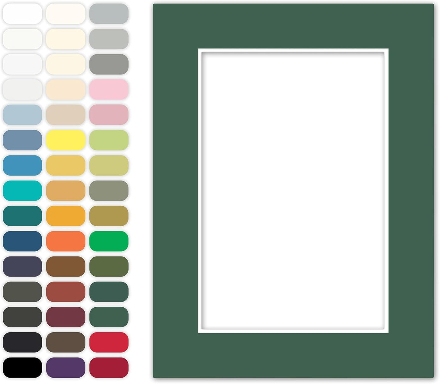 Poster Master Hunter Green Matboard – 4-Ply Acid-Free Picture Mat Board with 45° Beveled Cut, Made in USA, Custom Cut to Any Size, 1/16" Thickness for Framing & Displays