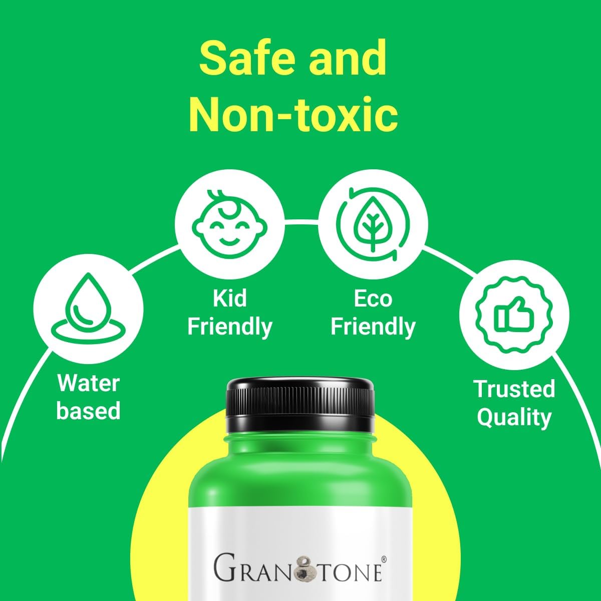 GRANOTONE Neon Fluorescent Acrylic Paint Set - 6 Colors, 16 oz Each | Glows in Black Light | Non-Toxic & Vibrant Paint | Ideal for Art, Crafts, Kids, & Hobbyists | Made in India