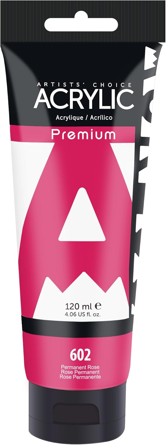 AUREUO Permanent Rose Acrylic Paint, 4 Fl Oz / 120ml Single Tube, Rich Pigment Art Craft Paints for Canvas, Rocks, Wood, Ceramic, Fabric - Art Supplies for Beginners, Professionals, Artists
