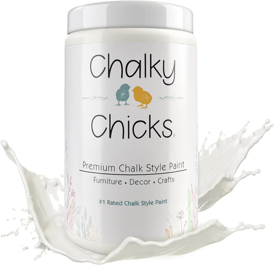 Chalky Chicks All-in-One Chalk Paint for Furniture or Cabinet - 32 Fl Oz - Matte Finish Old Lace (Off White) for Metal, Wood Furniture Paint - No Sanding All-in-One for Home Decor & Crafts, USA Made