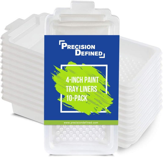 Precision Defined Paint Trays, Paint Roller Trays Liner, Plastic Paint Pan for Roller Brushes, Painting Tray for Painting with Deep Paint Pocket (Paint Tray Liner (10-Pack), 4-inch)