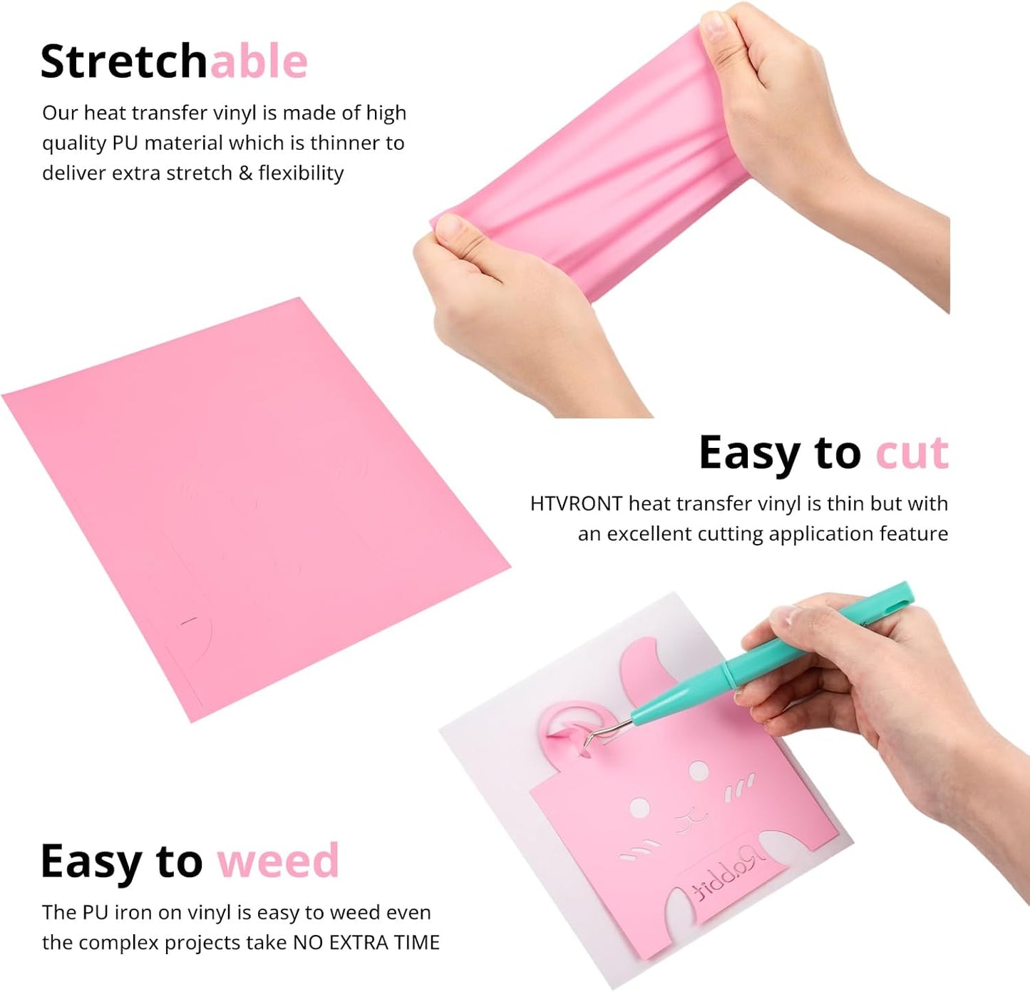 HTVRONT Pink HTV Heat Transfer Vinyl Bundle: 11 Pack 12" x 10" Iron on Vinyl for T-Shirt, Heat Transfer Vinyl for Silhouette Cameo or Heat Press Machine