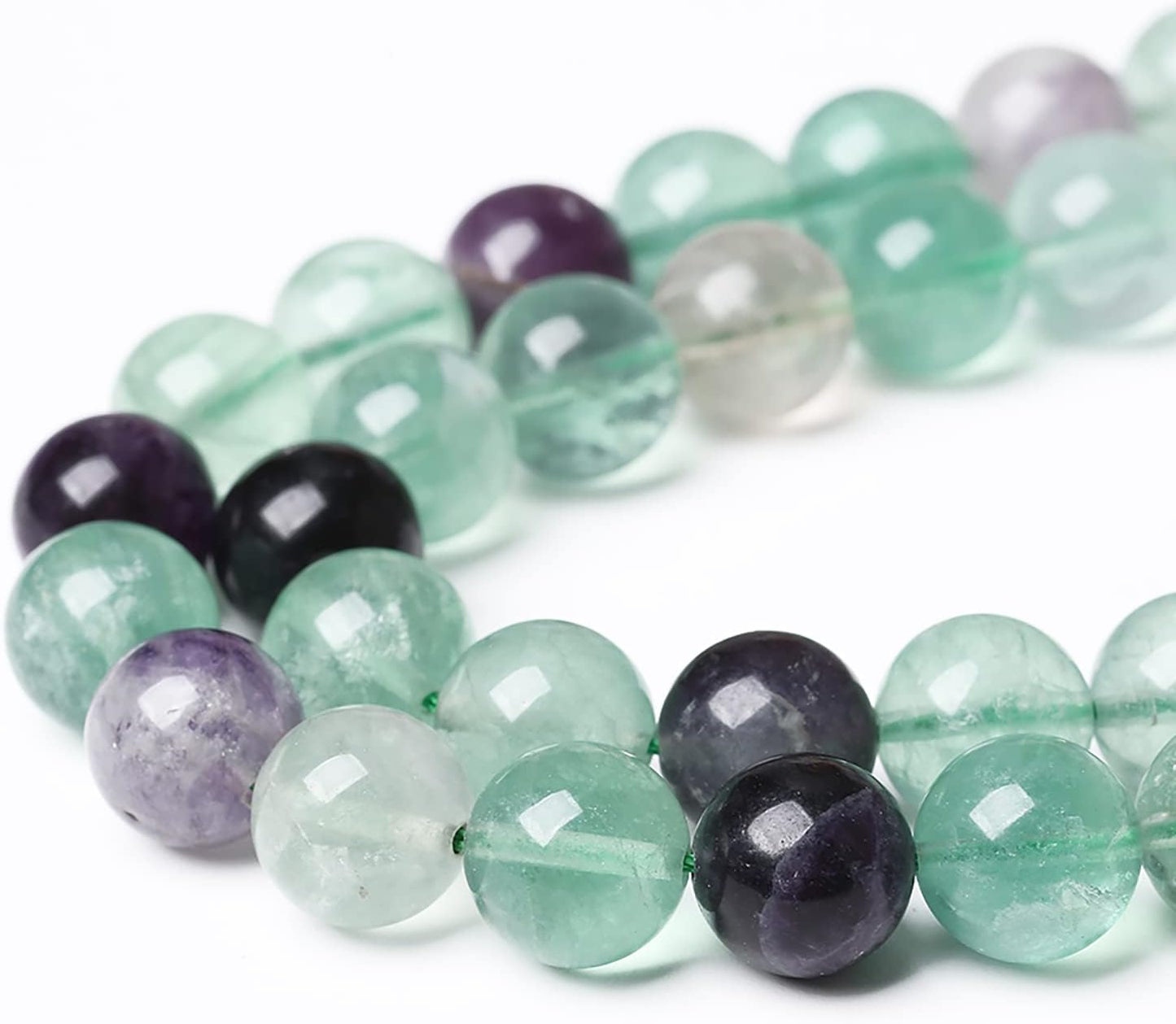 46pcs 8mm Natural Stone Beads Fluorite Gemstone Round Loose Beads for Jewelry Making DIY Bracelet Necklace 15"