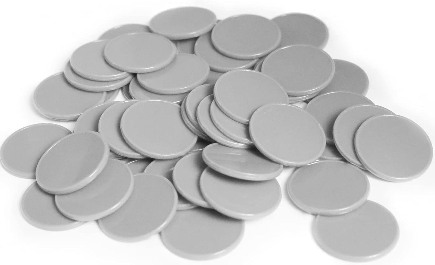 Set of 100 Opaque Plastic Learning Counters Mini Poker Chips Game Tokens with Storage Box (LightGray, 1 Inch)