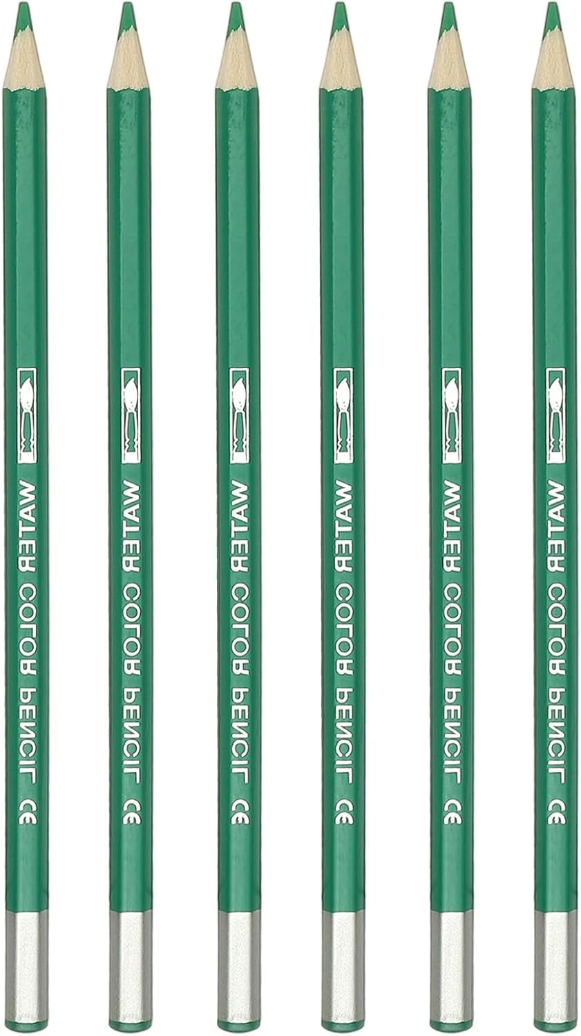 PATIKIL Watercolor Pencil, 6Pcs Water Soluble Pencils for Blending, Coloring, Sketch Drawing, Painting, Emerald Green