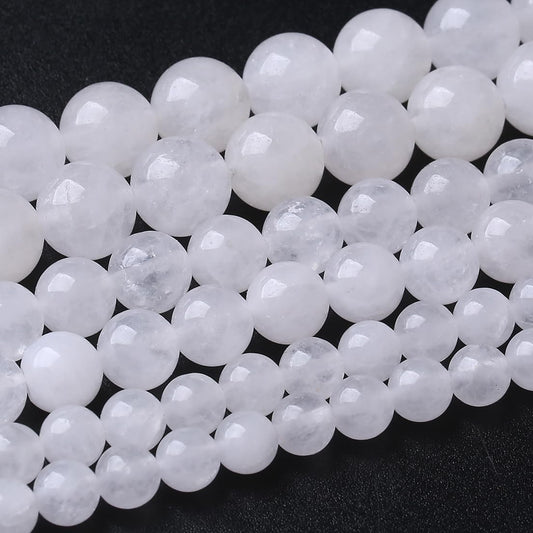 48PCS 8MM White Chalcedony Stone Beads Energy Healing Beads for DIY Jewelry Bracelet Necklace Making for Jewelry Making 15Inch