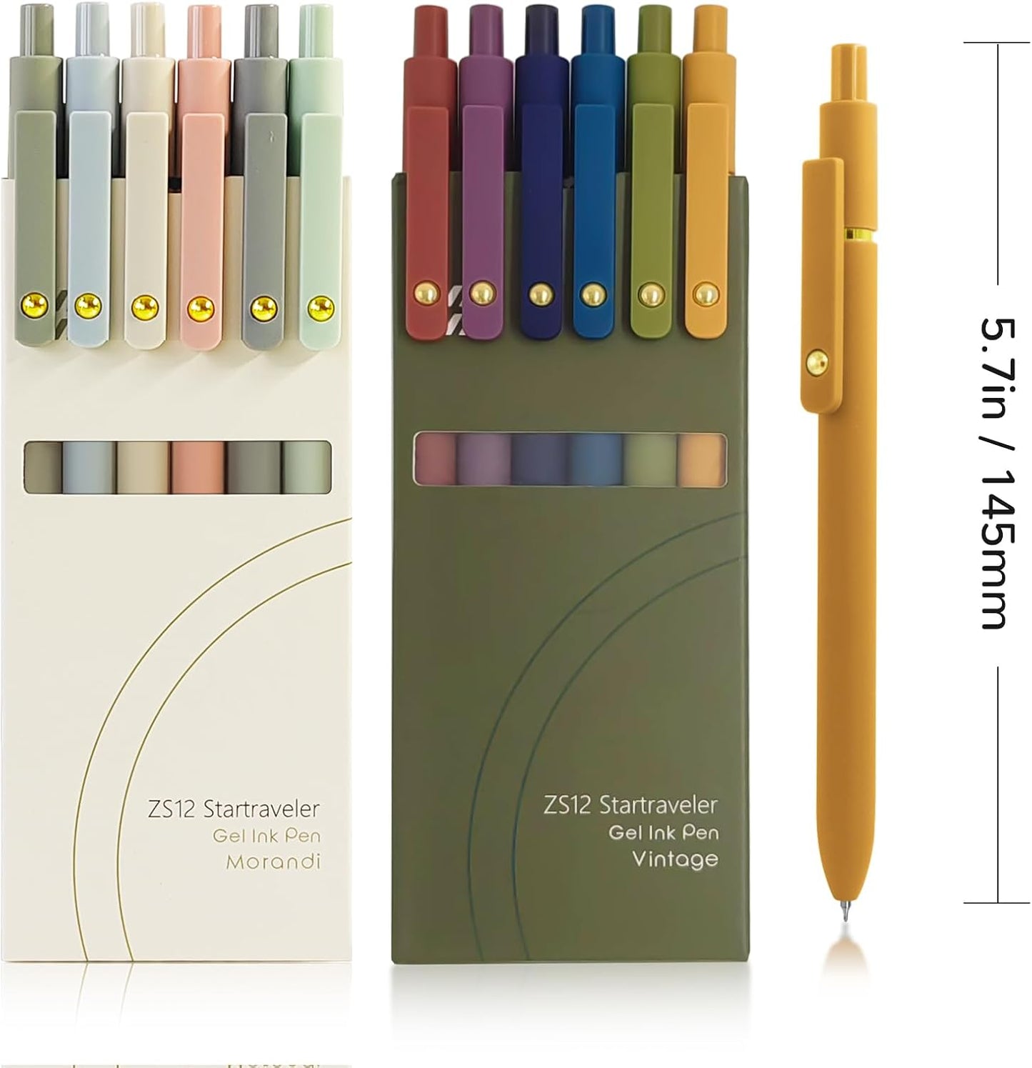 Gel Pens, 12 Pcs 0.5mm Fine Point Smooth Writing Pens Cute Pens, High-End Series Black Ink Pens for Journaling Note Taking, School Office Supplies for Women Men (12 Pcs Gold Mixed colors)