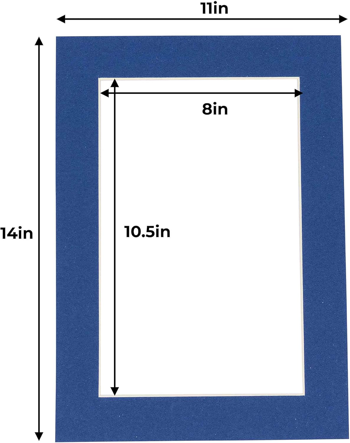 11x14 Mat for 8.5x11 Photo - Precut Bottle Blue Picture Matboard for Frames 11 x 14 Inches - Bevel Cut to Display Art 8.5 x 11 Inches - Acid Free Pack of 10 MATS with Backing Boards & Clear Bags