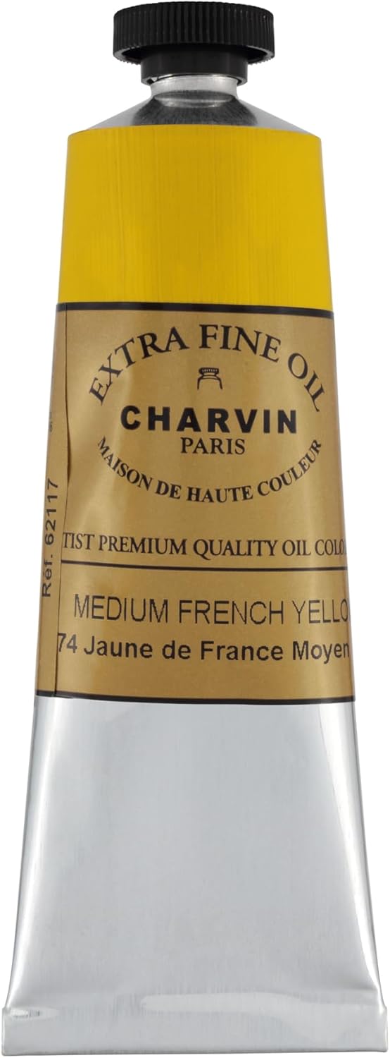 Charvin Extra Fine Oil Paint, French Yellow Medium 60 ml - Triple-Milled, Rich Texture, Poppy Oil-Based, Light-Fast, Handmade, Archival Quality