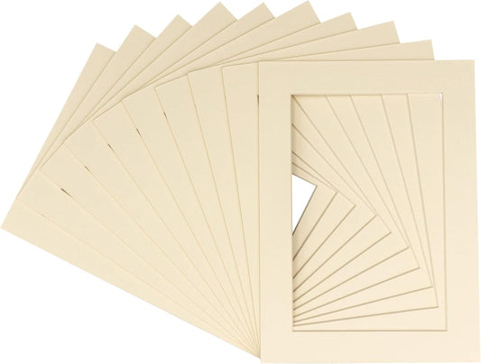 5x7 Mat for 8.5x11 Frame - Precut Mat Board Acid-Free Textured Cream 5x7 Photo Matte For a 8.5x11 Picture Frame, Premium Matboard for Family Photos, Show Kits, Art, Picture Framing, Pack of 100 Mats