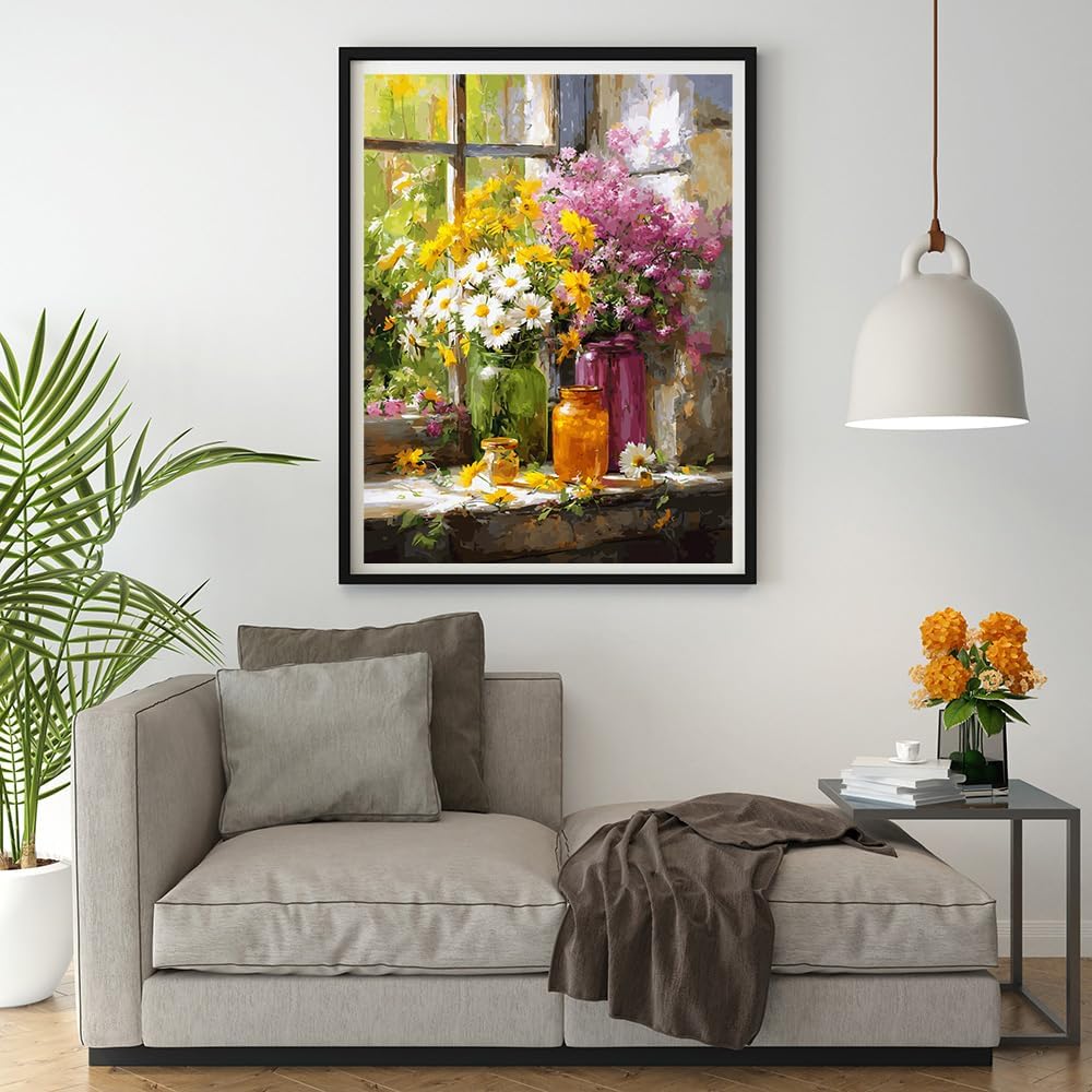 Moohue 14 ct Counted Cross Stitch Kits for Adults Flowers Cross Stitch Patterns Stamped Printed Cross Stitch Kits (Flowers 5)