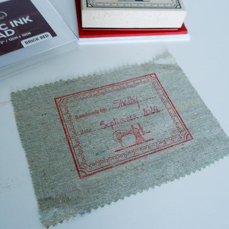 Madam Sew Permanent Fabric Ink Stamp Pad | Crisp, Washable Impressions on Cotton & Linen | Fade-Resistant Fabric Ink Pad for Fabric Crafts, Labels & Gifts | Works with All Rubber Stamps (Black)