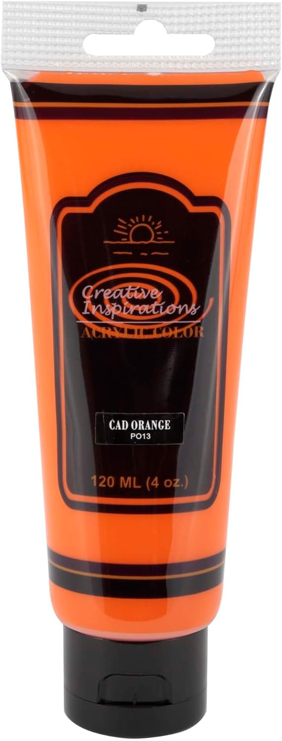 Creative Inspirations Acrylic Paint - Cadmium Orange - 120 mL Tube - Smooth & Creamy Consistency, Vibrant Pigmentation, Great Coverage for Artists - Clean Up with Soap & Water