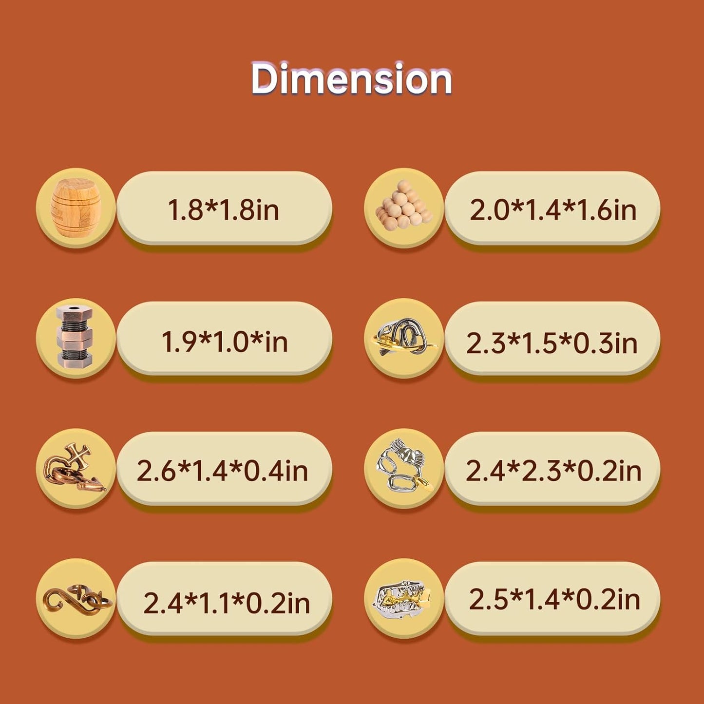 8 Pieces IQ Logic Training Brain Teaser Puzzles for Adults and Kids Family Games Party Favor Coffee Time Challenging Assembly and Disassembly Desk Toys