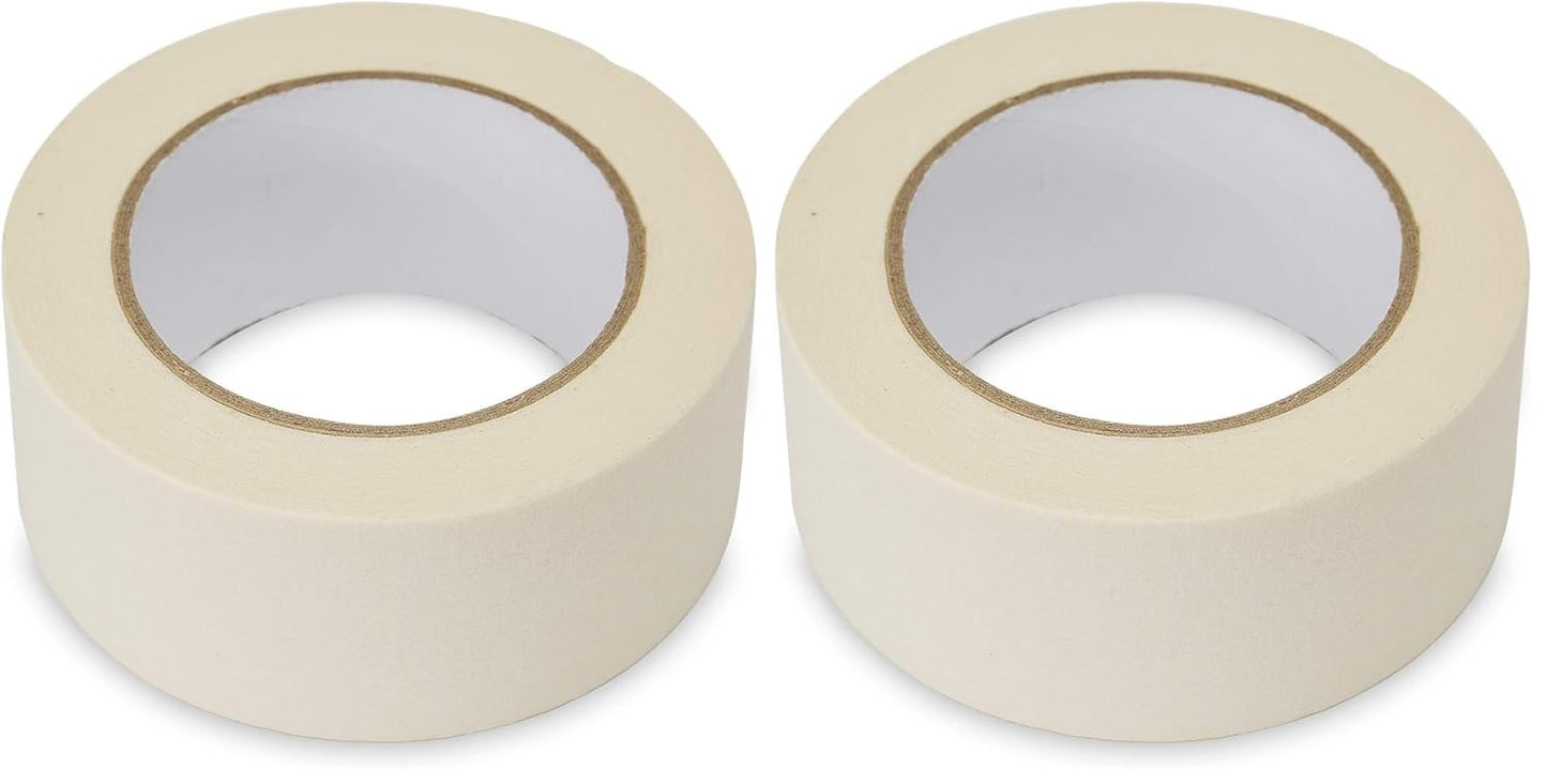 Lichamp Wide Masking Tape 2 inches, 1pc General Purpose Beige Masking Tape White Masking Paper, 1.95 inches x 55 Yards (Pack of 2)