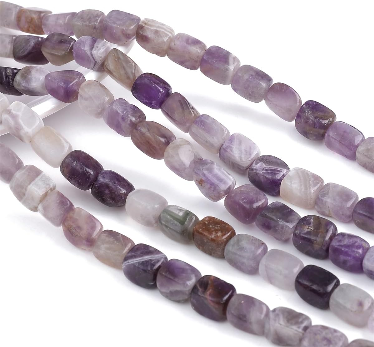 Natural Amethyst Cuboid Stone Loose Semi Gemstone Beads for Jewelry Making 8mmx12mm 38cm/Strand