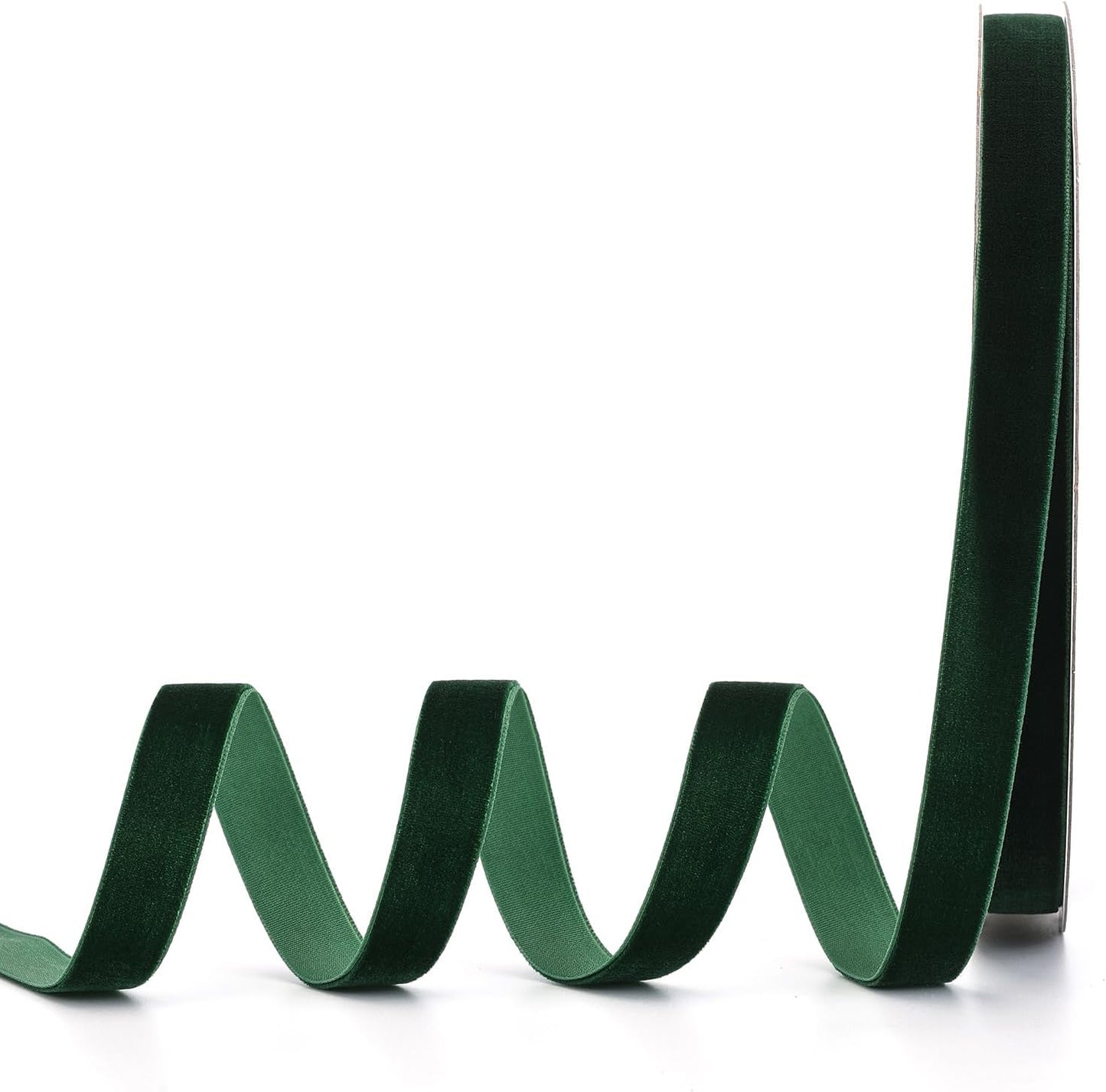 Dark Green Velvet Ribbon,5/8" W x 20Yd Single Face,Great for Gift Wrapping,Hair Bows,Handmade Craft and Christmas,Wedding Decoration (5/8" Dark Green)