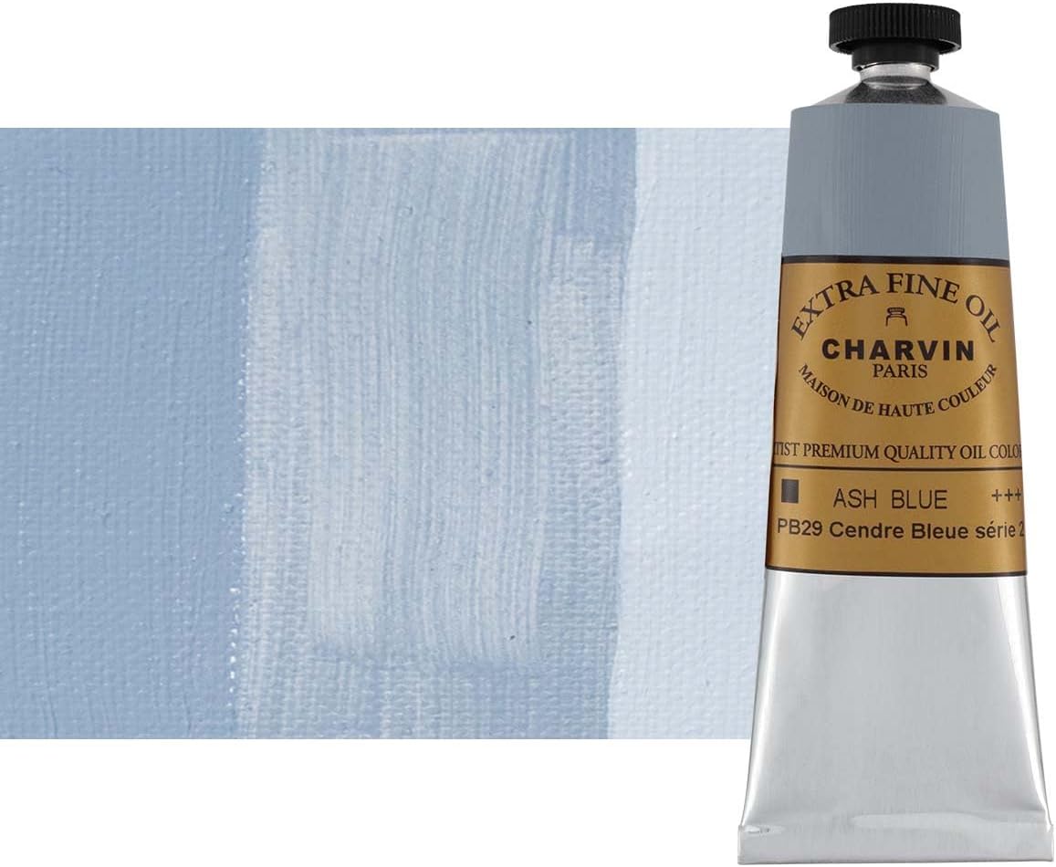 Charvin Extra Fine Oil Paint, Ash Blue 60 mL - Triple-Milled, Rich Texture, Poppy Oil-Based, Light-Fast, Handmade, Archival Quality