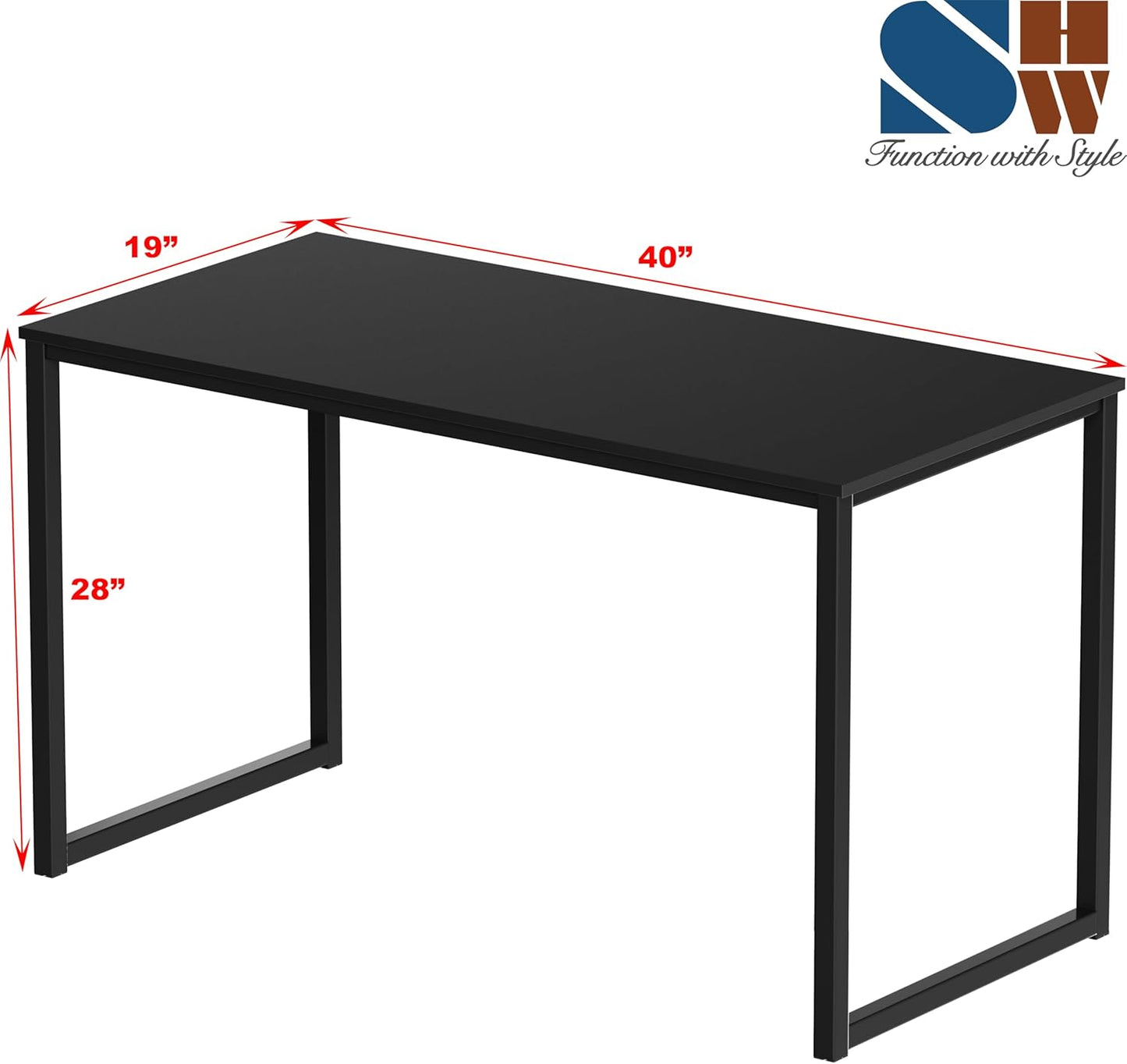 SHW Mission 40-Inch Home Office Computer Desk, Black