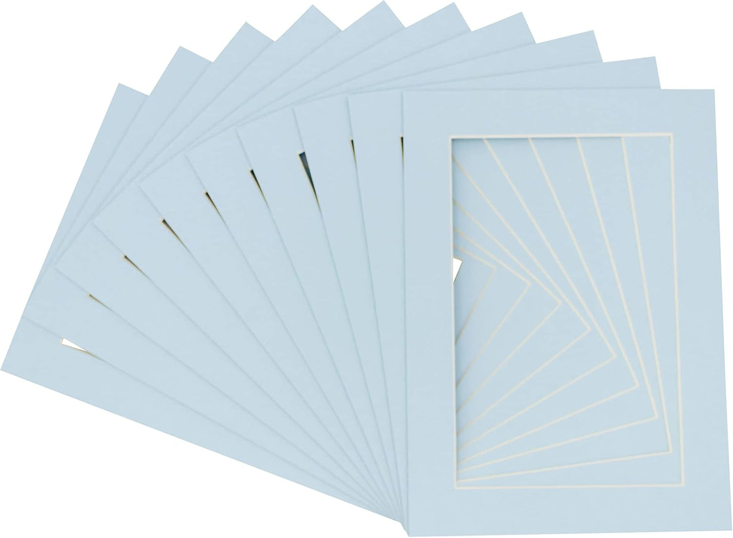 5x7 Mat for 8.5x11 Frame - Precut Mat Board Acid-Free Show Kit with Backing Board, and Clear Bags Baby Blue 5x7 Photo Matte Made to Fit a 8.5x11 Picture Frame Matboard for Framing, Pack of 100 Mats
