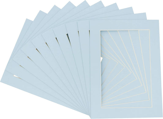 5x7 Mat for 8.5x11 Frame - Precut Mat Board Acid-Free Show Kit with Backing Board, and Clear Bags Baby Blue 5x7 Photo Matte Made to Fit a 8.5x11 Picture Frame Matboard for Framing, Pack of 100 Mats