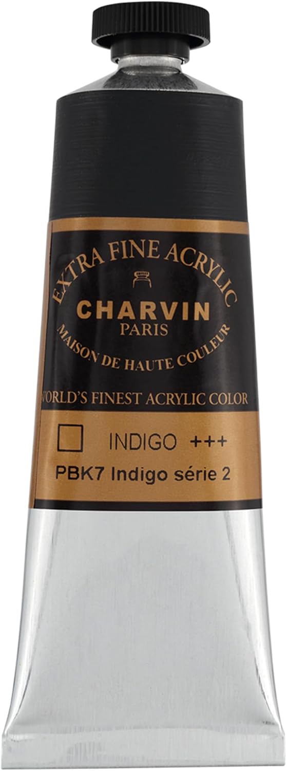 Charvin Extra Fine Professional Artist Acrylic Paint Colors, Nature Themed Hues, 150ml Indigo
